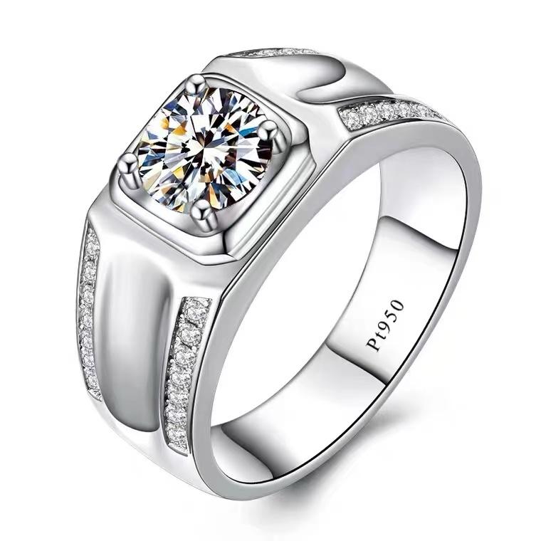 Two Row Design CVD Diamonds Men's Engagement Ring - supskart