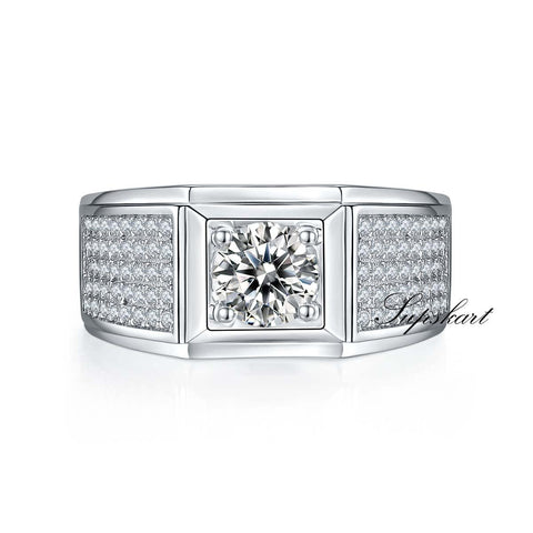 U Head Rows Of CVD Diamonds Men's Ring - supskart