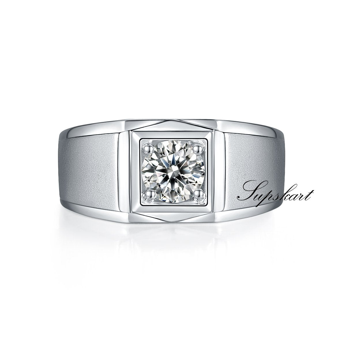 V head Men's CVD Diamond Ring - Matte Surface - supskart