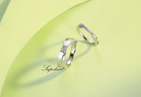 X Style Couple CVD Diamonds Ring-D color VVS - supskart