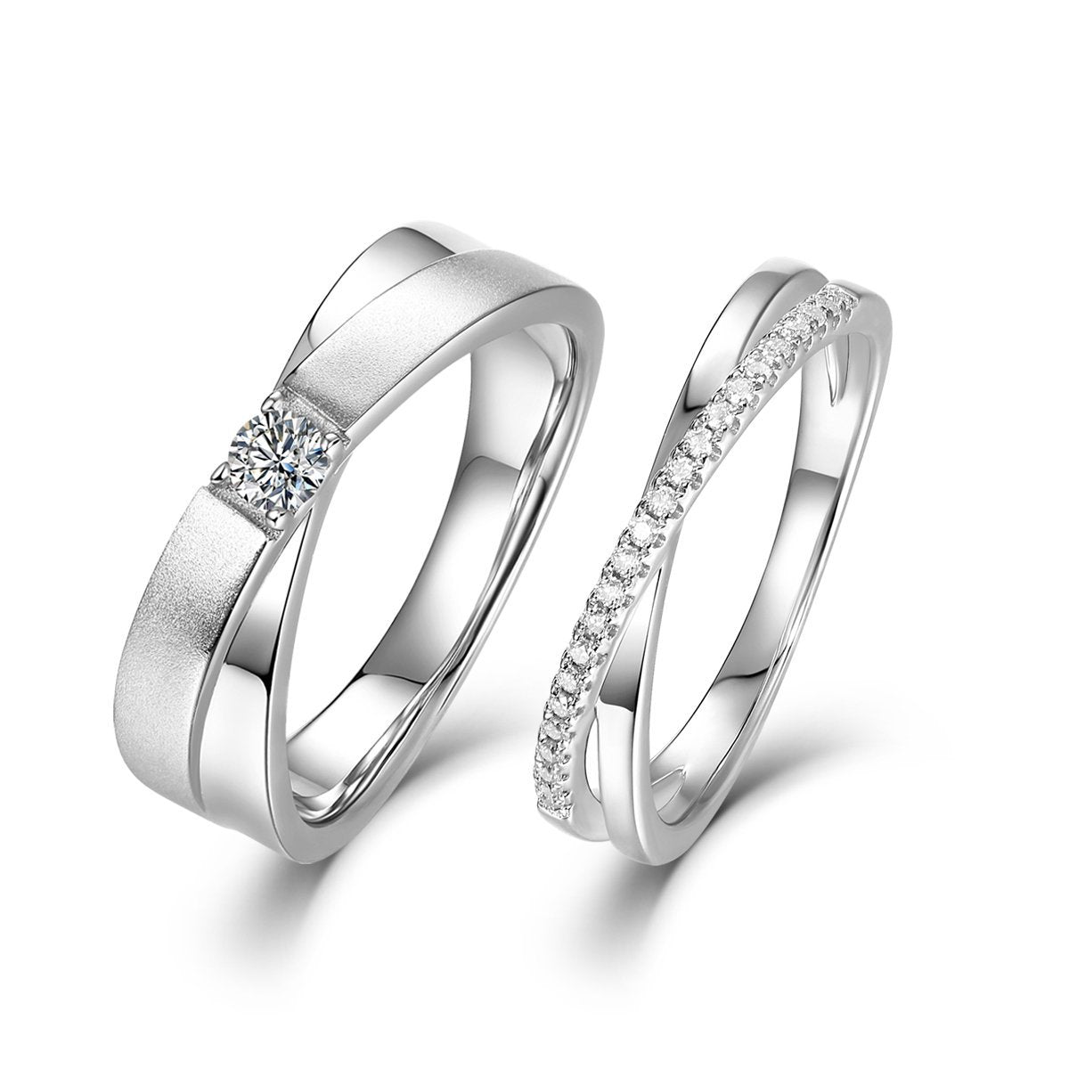 X Style Couple CVD Diamonds Ring-D color VVS - supskart